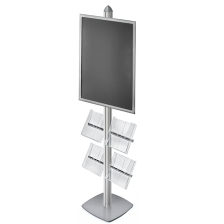 Azar Displays Sky Tower Display w/ 22"W x 28"H Snap Frame and 4 Brochure Pockets 300292-SLV
